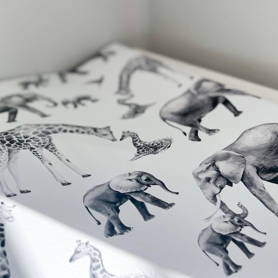 Grey Safari Animal Print Changing Mat
