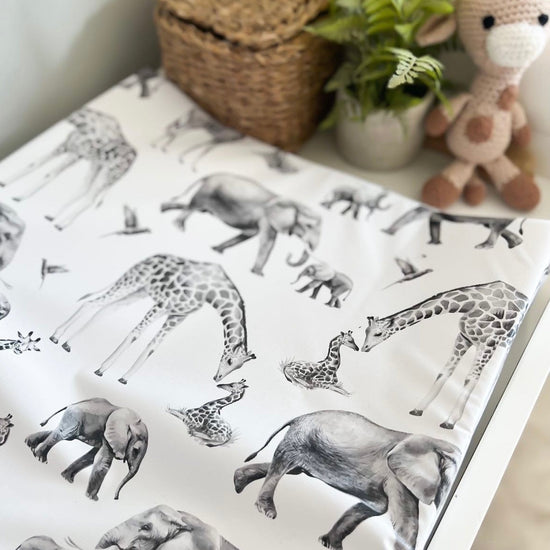 Grey Safari Animal Print Changing Mat