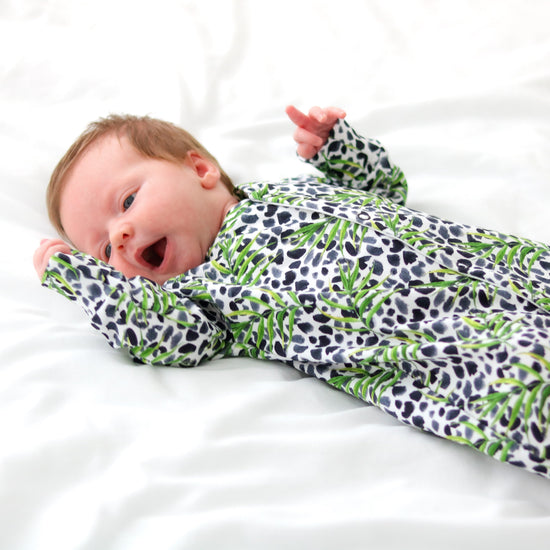 Load image into Gallery viewer, Leafy Leopard Cotton Sleepsuit
