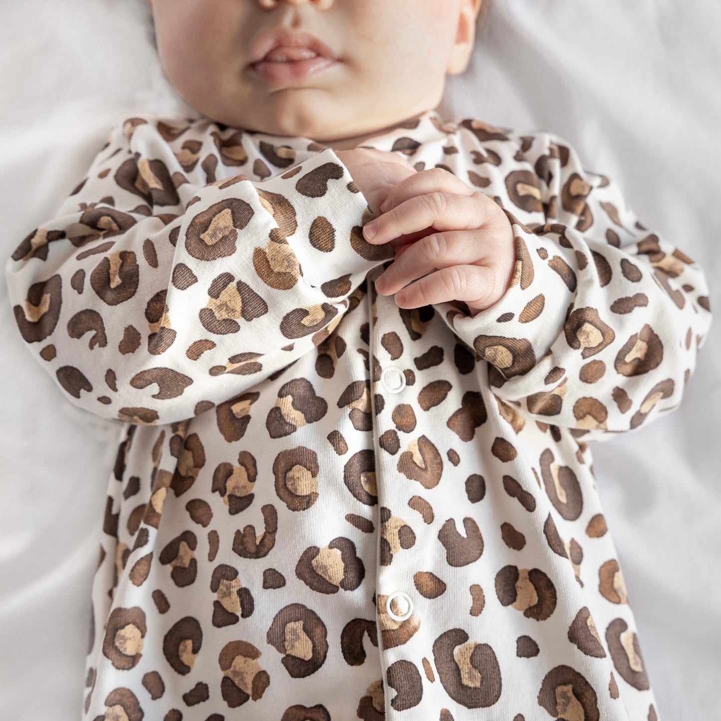 Milk Leopard Print Cotton Sleepsuit