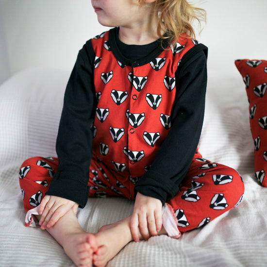 Load image into Gallery viewer, Badger Print Dungarees
