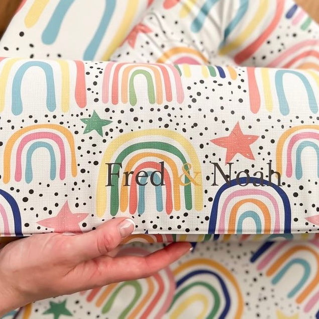 Laden Sie das Bild in den Galerie-Viewer, Dotty Rainbow Print Changing Mat
