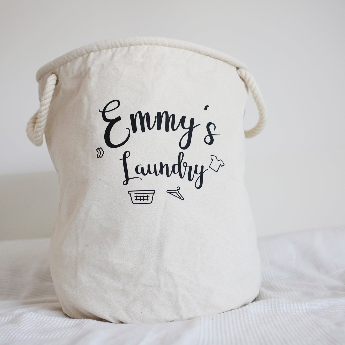 Load image into Gallery viewer, Personalised Grey Canvas Laundry Basket
