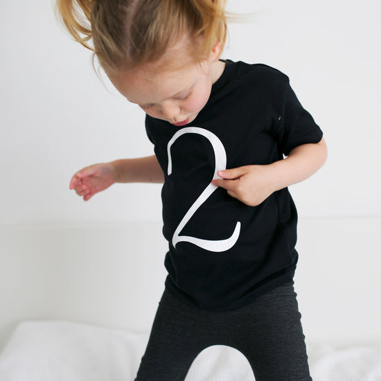 Load image into Gallery viewer, Black Birthday Number 2 T-shirt
