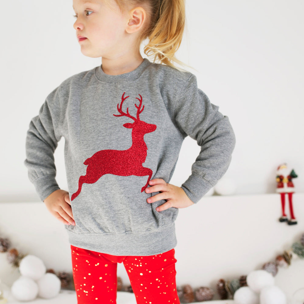 Sparkle Reindeer Grey sweater