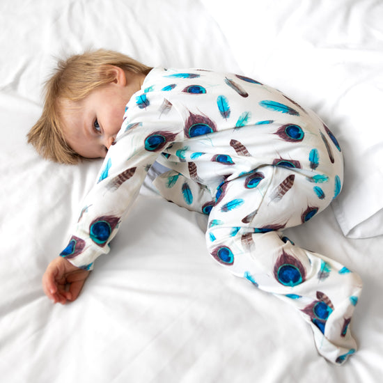 Load image into Gallery viewer, Peacock Feather Cotton Sleepsuit
