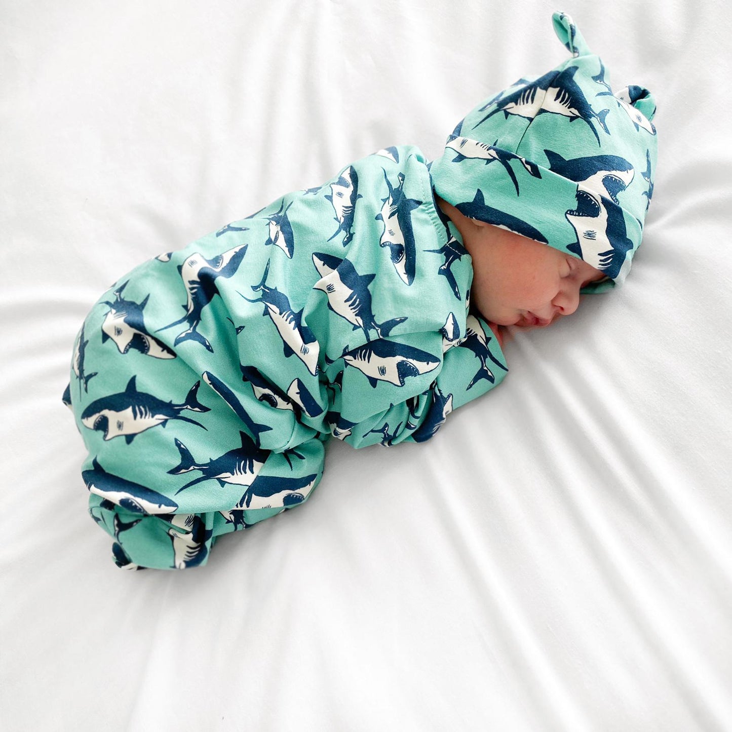 Shark print cotton sleepsuit