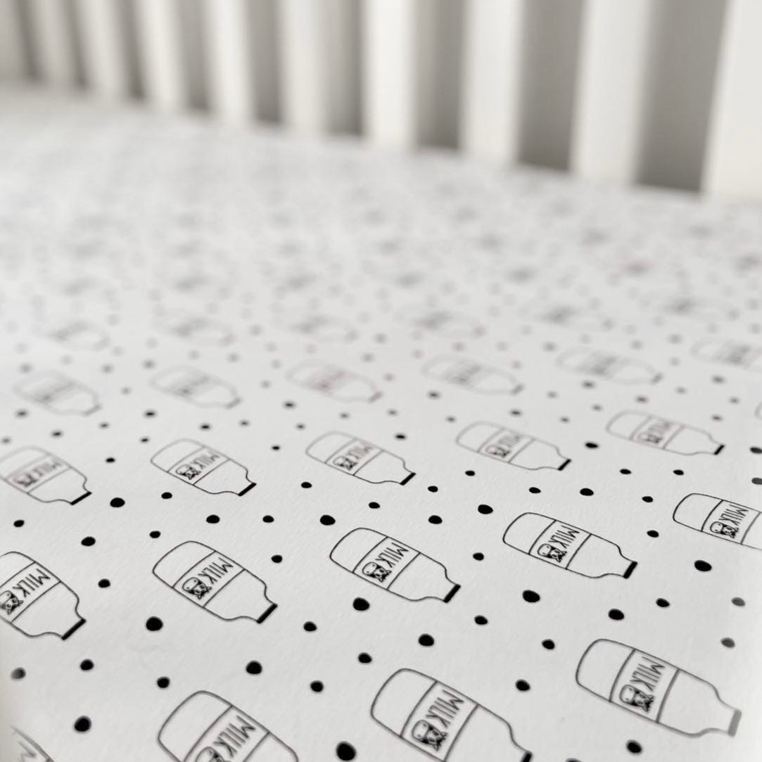 Load image into Gallery viewer, Milk Bottle Fitted Cot Sheet
