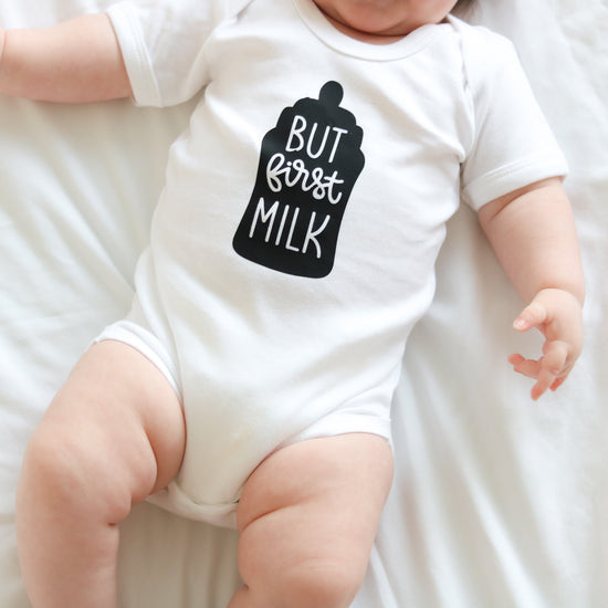 'But first, milk' Baby Vest
