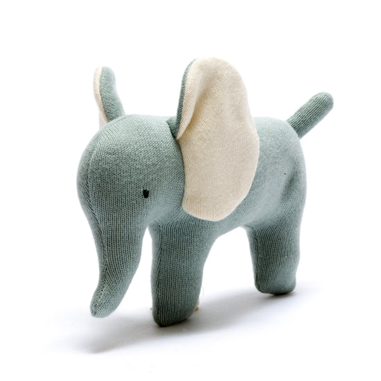 Knitted Organic Small Teal Elephant