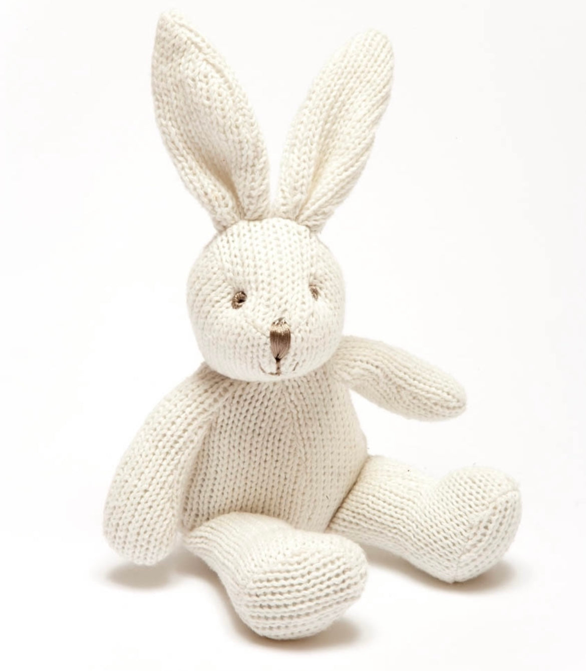 Laden Sie das Bild in den Galerie-Viewer, White Knitted Bunny Rabbit Baby Rattle
