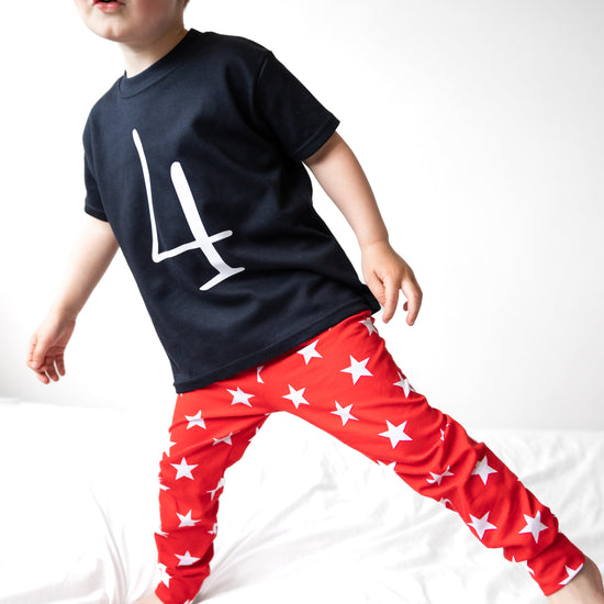 Load image into Gallery viewer, Black Birthday Number 4 T-shirt
